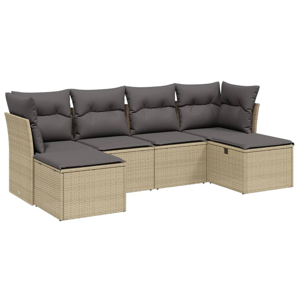Salon de jardin avec coussins 6pcs mélange beige résine tressée