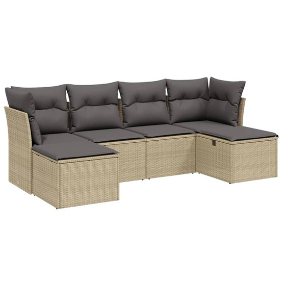 Salon de jardin avec coussins 6pcs mélange beige résine tressée