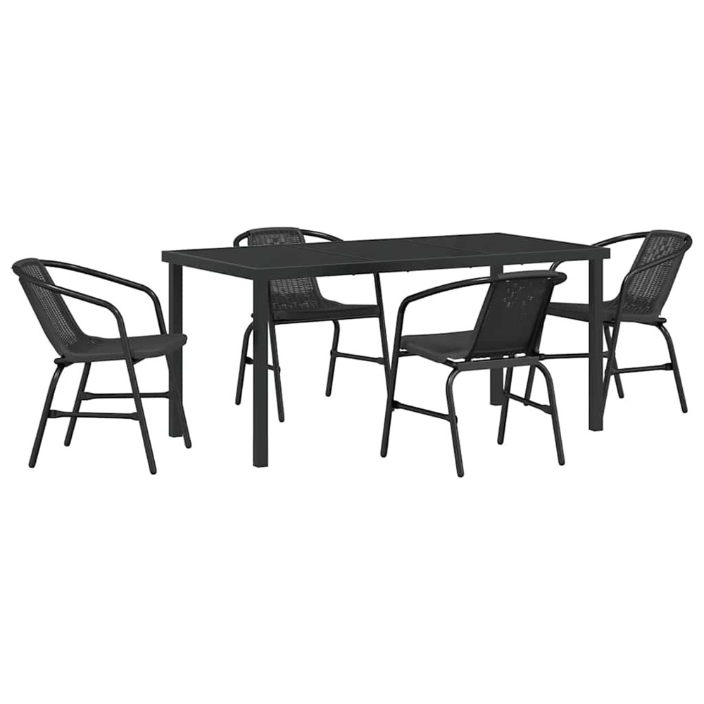 Ensemble de salle à manger pour jardin 5 pcs noir