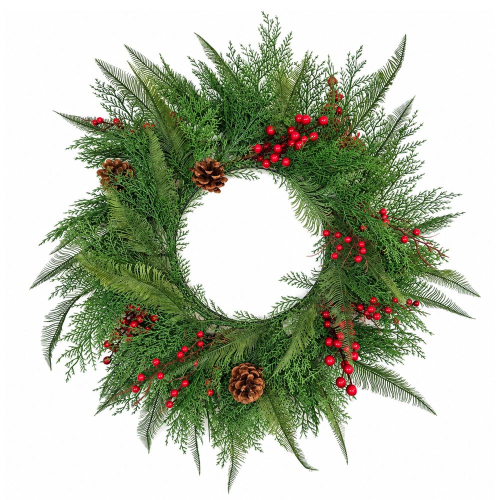 Couronne de noël artificielle avec baies rouges ø 60 cm - little grove