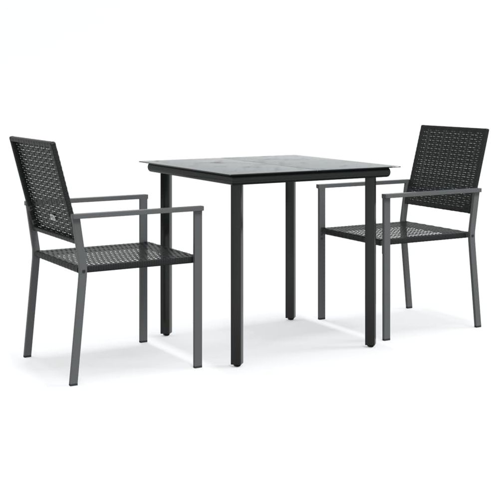 Ensemble à manger de jardin 3 pcs résine tressée acier