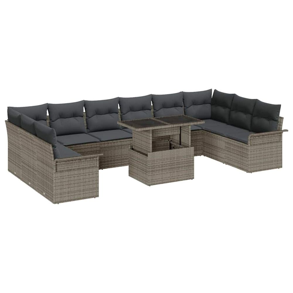Ensemble de canapé de jardin 11 pc gris poly rattan
