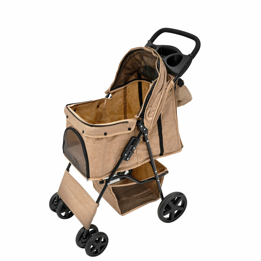 Poussette pour animal de compagnie et sac caddy – beige