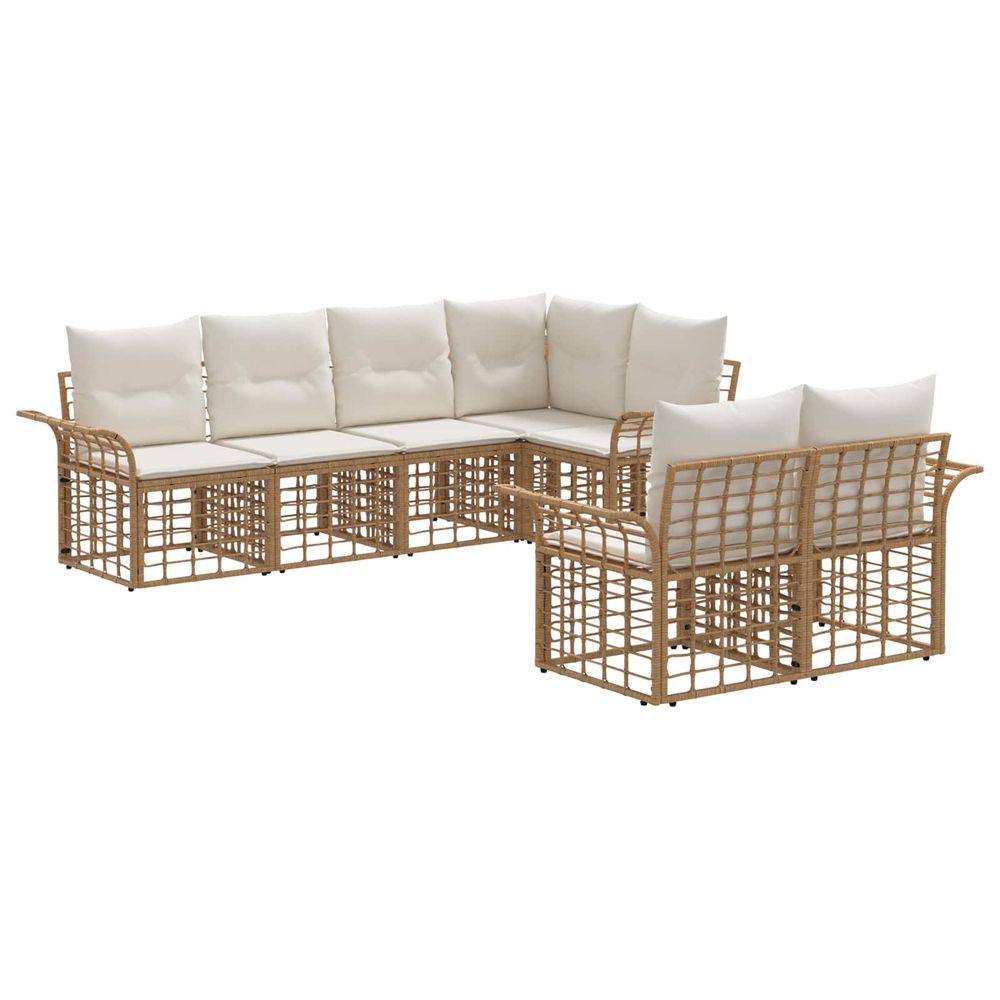Ensemble de canapés d'extérieur 7 pc blanc naturel et crème