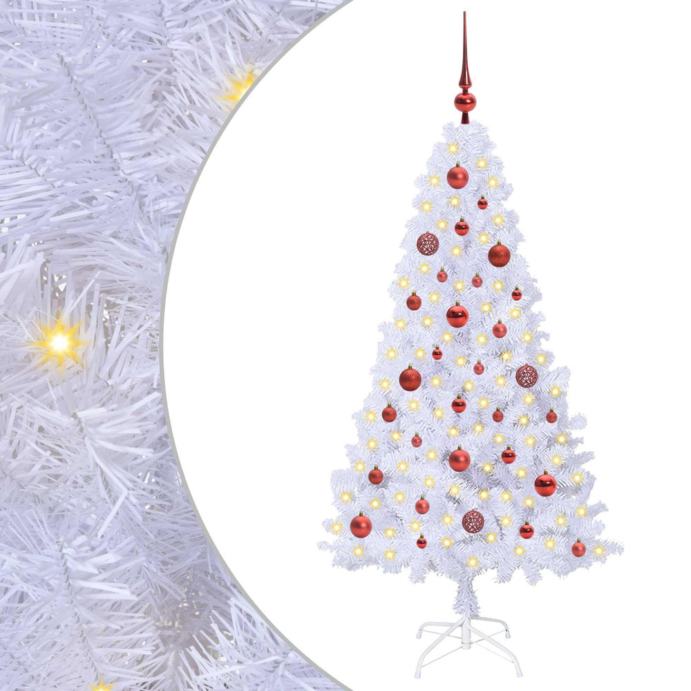 Sapin de noël artificiel avec 150 led blanc 150 cm pvc et acier