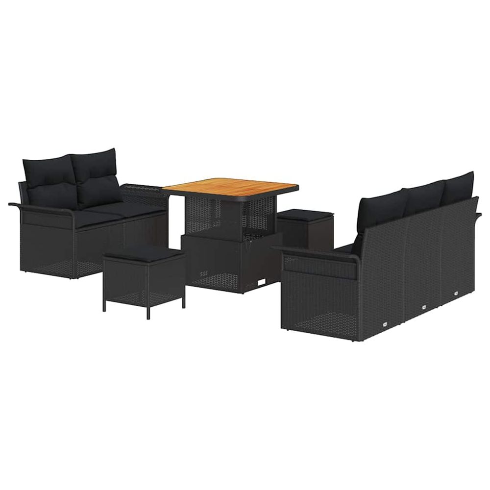 Ensemble de canapé de jardin 8 pc 7-nombre de places noir