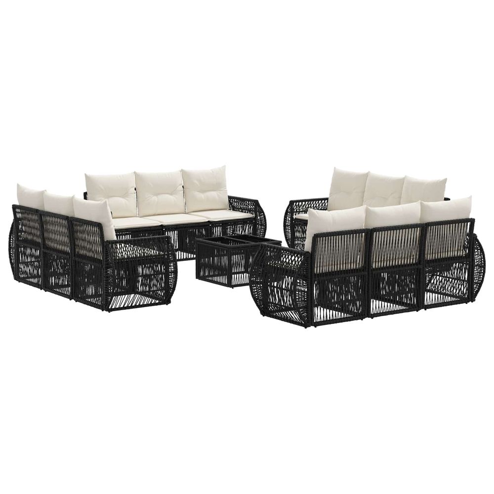 Ensemble de canapé de jardin 13 pc noir et blanc crème