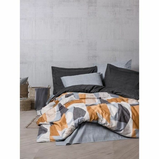 Parure de lit - housse de couette 220 x 240 + 2 taies d'oreiller 60 x 60 coton renforcé - gris