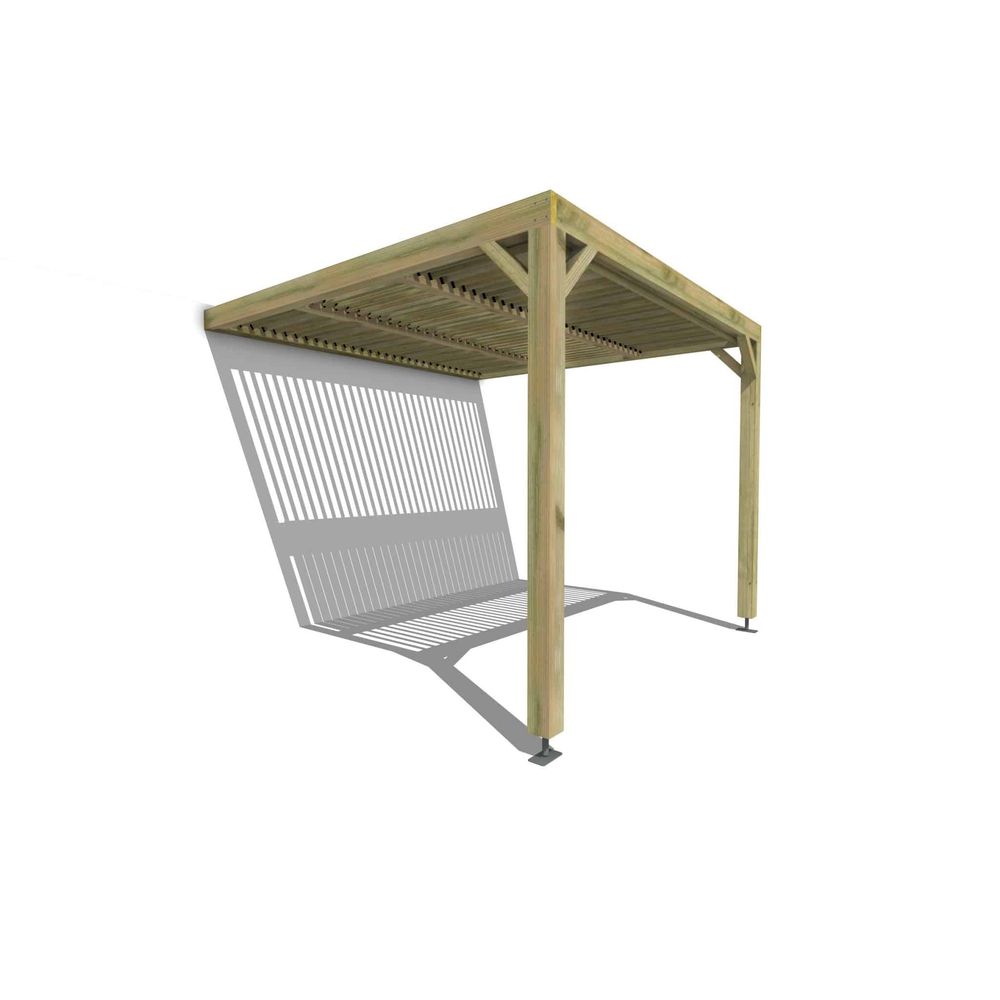 Pergola bois • 3m x 3m • adossée • sens largeur • lames orientables bioclimatiques incluses • livraison comprise