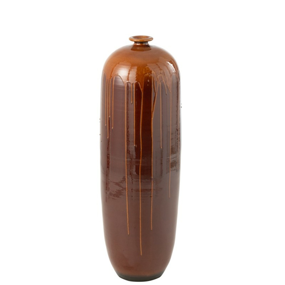 Vase haut en céramique marron 28x28x95 cm