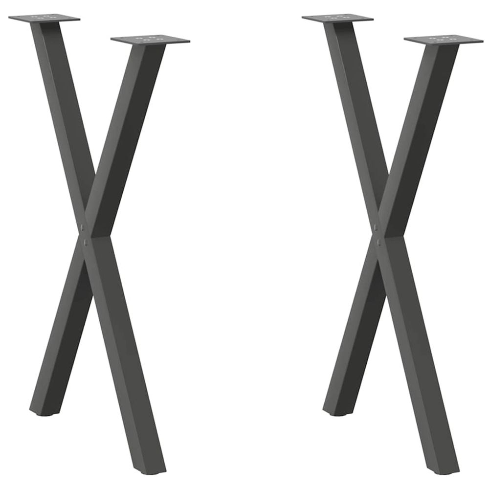 Pieds de table à manger en forme de x 2 pièces anthracite 50 x (72-73) cm acier