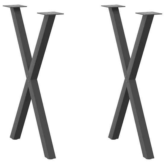Pieds de table à manger en forme de x 2 pièces anthracite 50 x (72-73) cm acier
