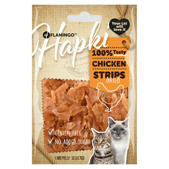 Friandise lamelles de poulet hapki pour chat 50 g sans gluten
