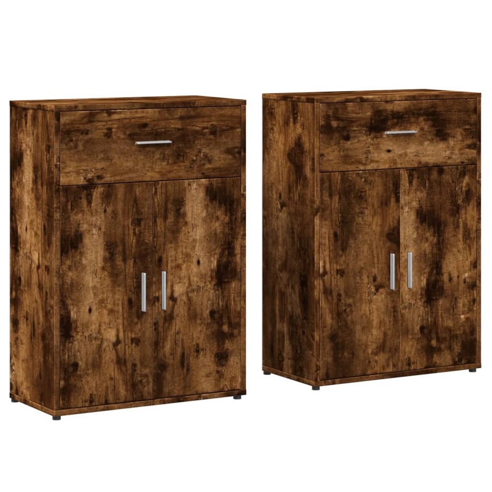 Buffet bahut commode armoire meuble de rangement organisateur cuisine salle de séjour salons lot de 2 60 x 30 x 84 cm bois d'