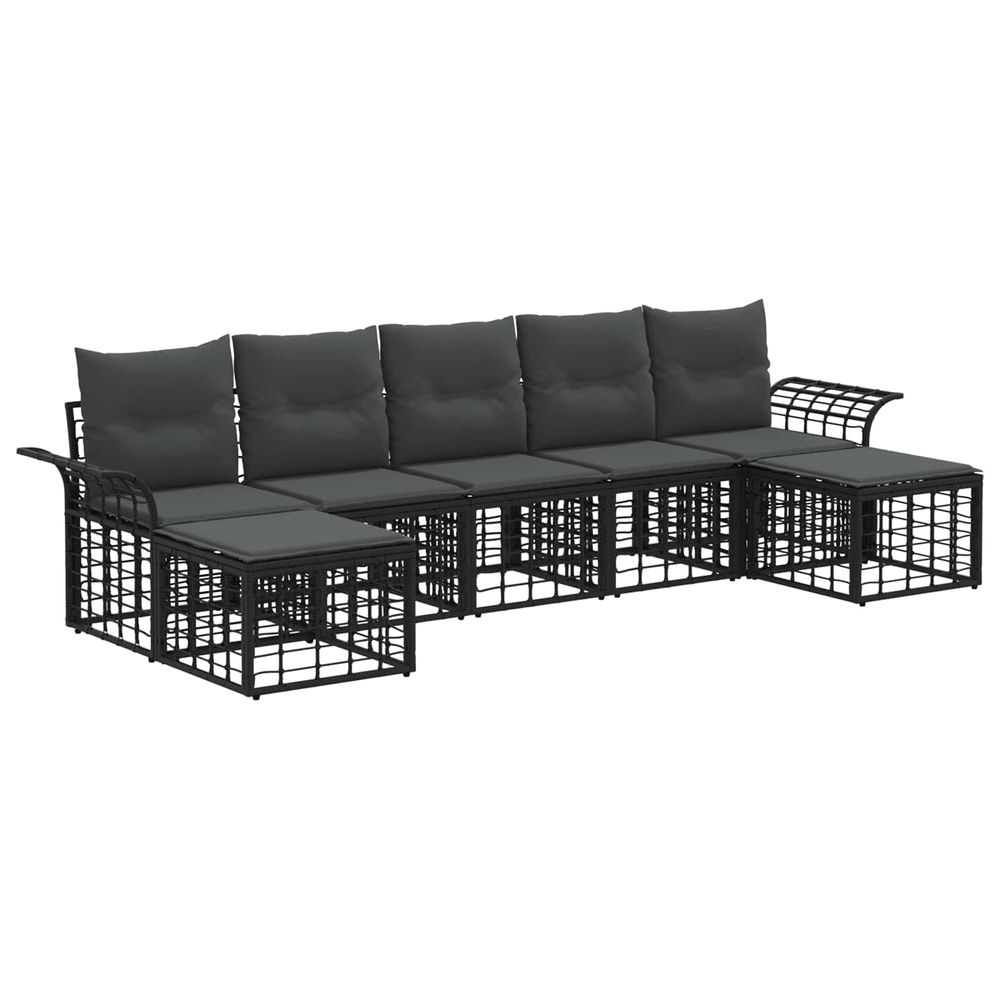Ensemble de canapés d'extérieur 7 pc noir et gris foncé