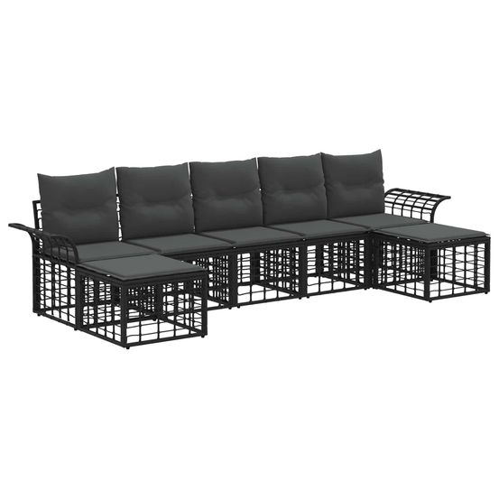 Ensemble de canapés d'extérieur 7 pc noir et gris foncé