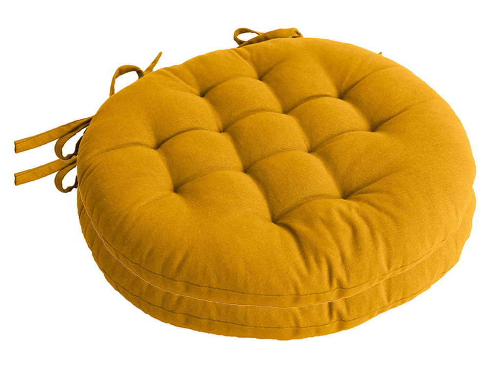 Lot de 2 galettes piquées ronde panama moutarde ø 38 cm