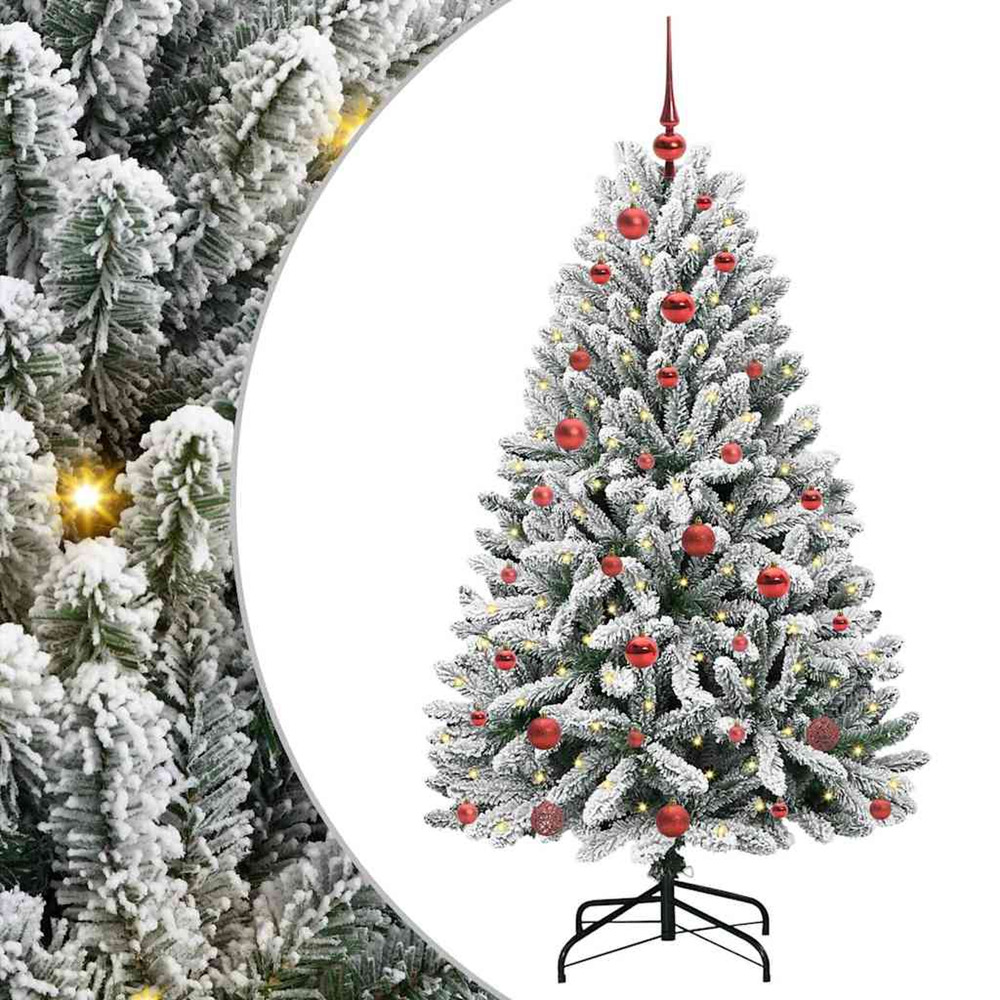 Sapin de noël artificiel vert et blanc 150 cm pvc et métal