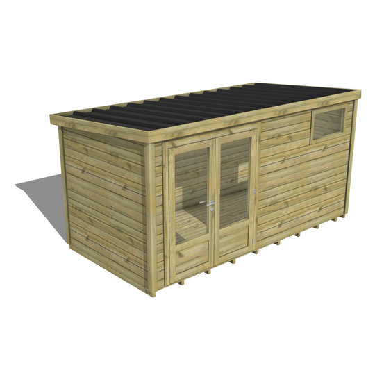 Abri de jardin bois pin traité autoclave 27mm - essentiel - 4,34x2,14m / 9m2 - bac acier - plancher bois