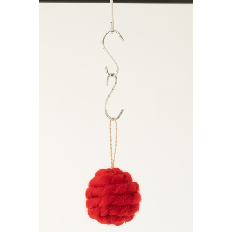 Boule de noël en textile rouge 8.5x8.5x8.5 cm