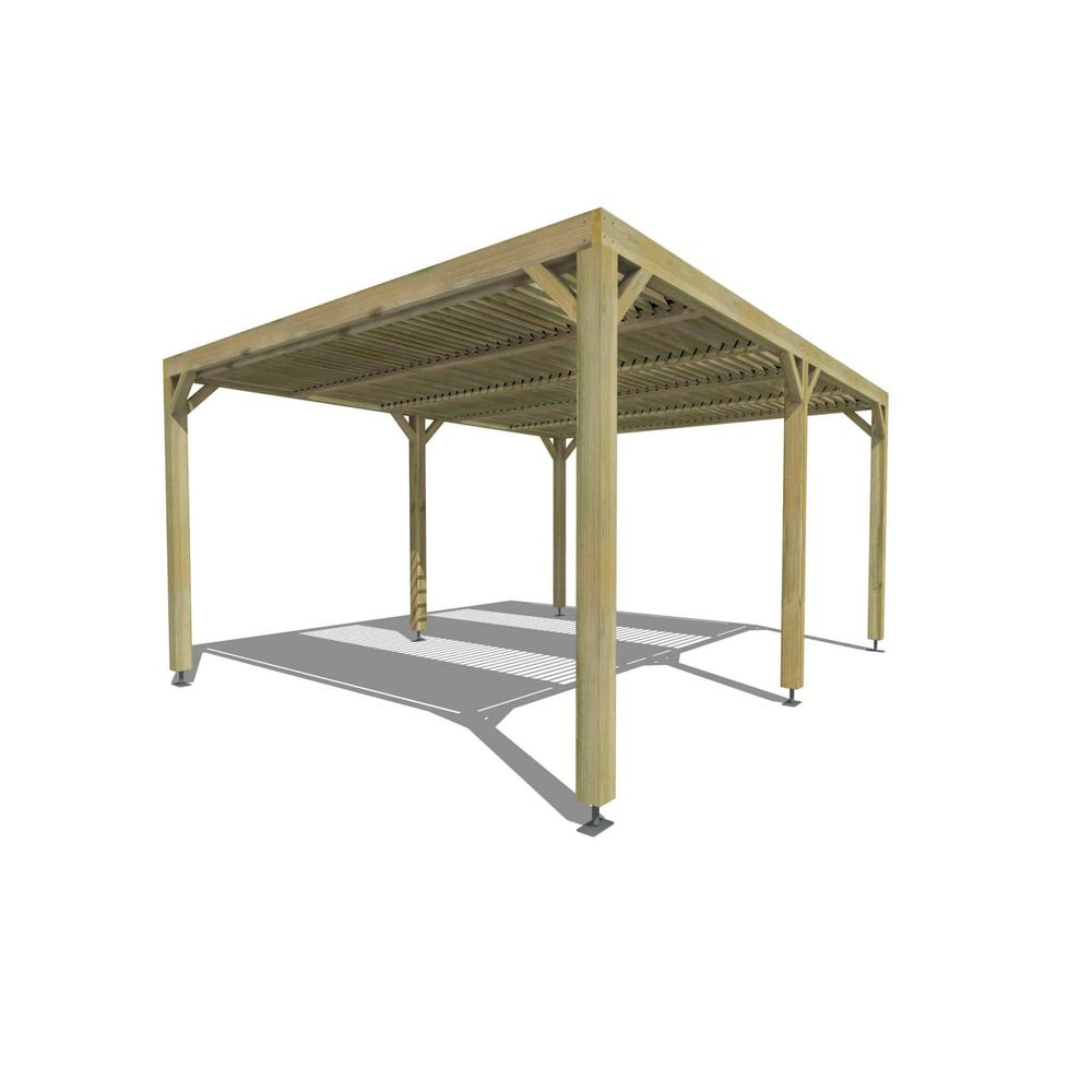 Pergola bois • 5m x 4m • indépendante • sens profondeur • lames orientables bioclimatiques incluses • livraison comprise