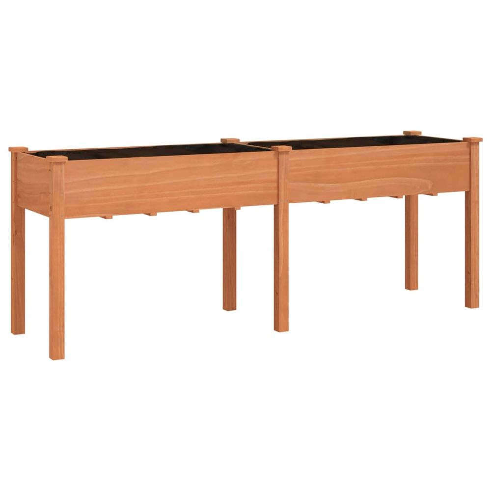 Jardinière d'extérieur avec doublure marron 203x53x76 cm bois massif sapin