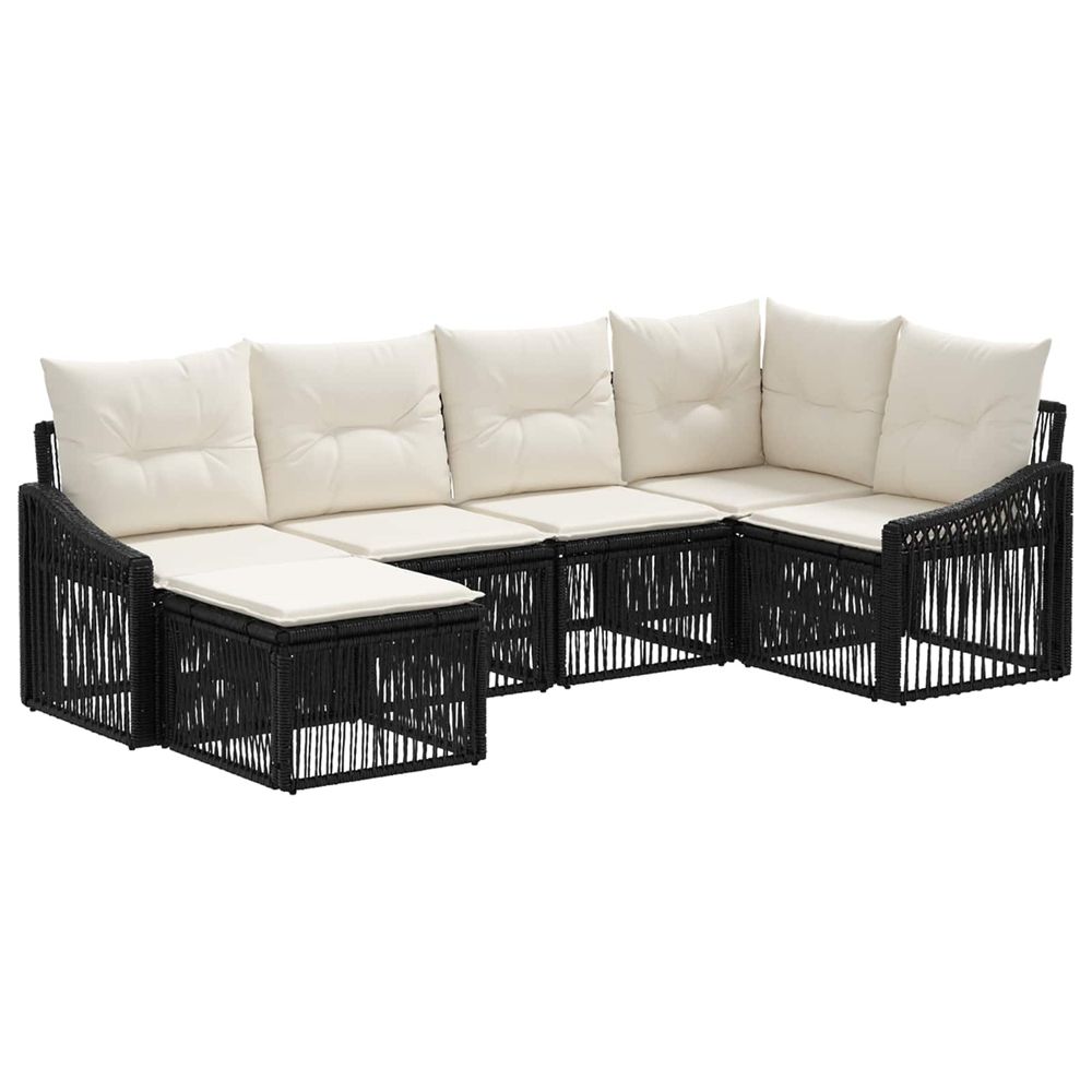 Ensemble de canapé de jardin 6 pc noir polyrotin