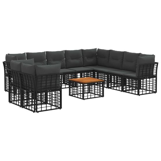 Ensemble de canapés d'extérieur 11 pc noir et gris foncé