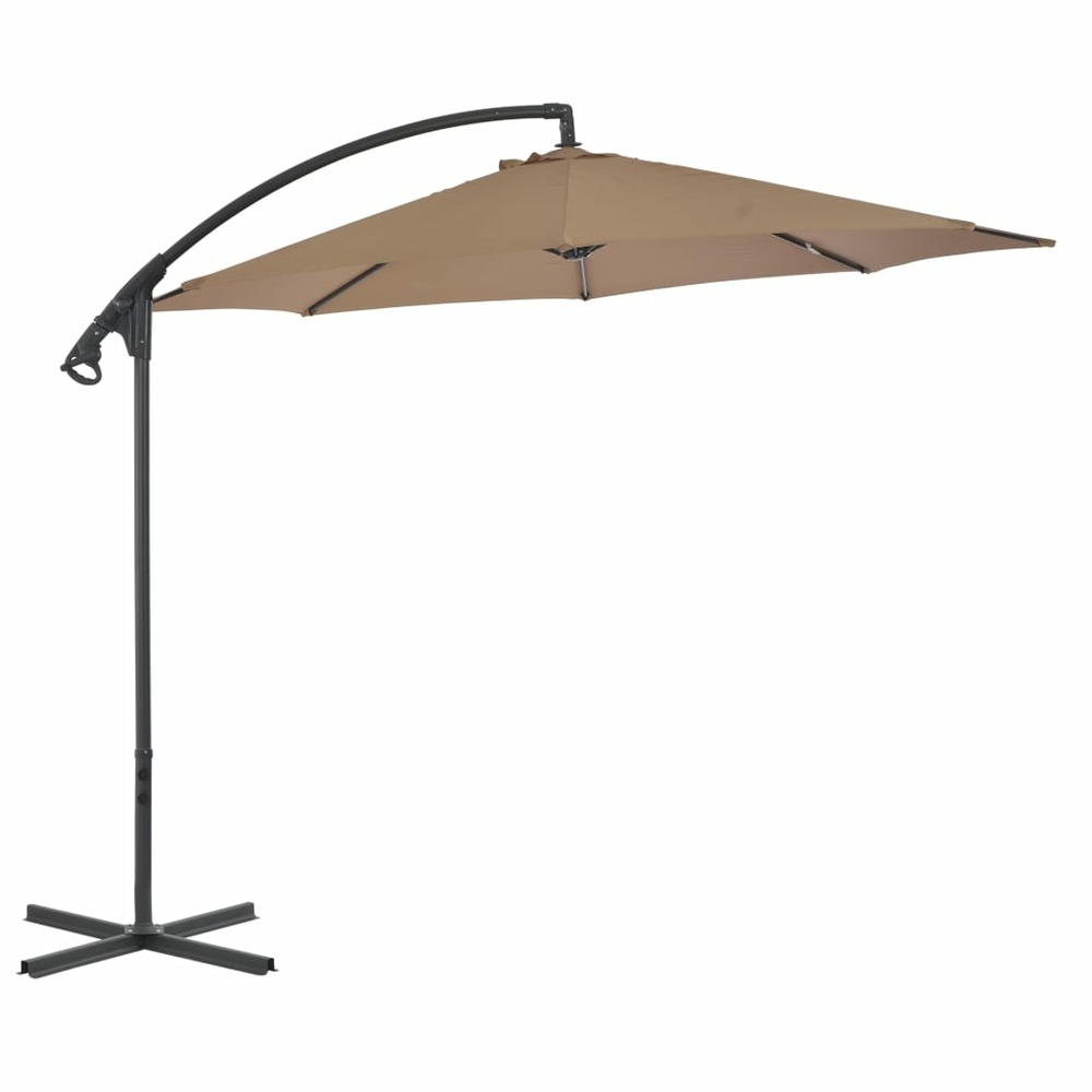Parasol meuble de jardin en porte-à-faux avec poteau en acier 300 cm taupe
