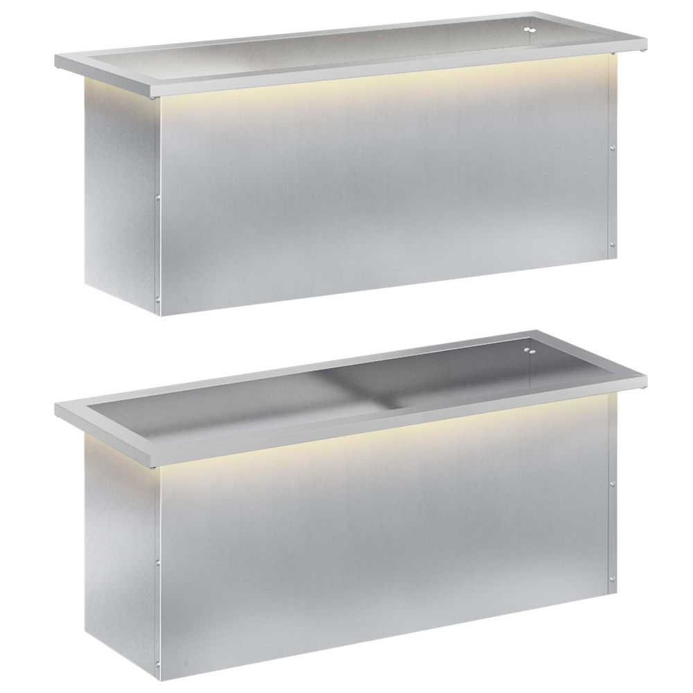 Jardinière d'extérieur de jardin avec led 2 pc argenté 30 x 80 x 30 cm