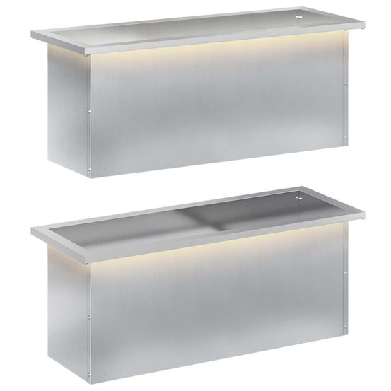 Jardinière d'extérieur de jardin avec led 2 pc argenté 30 x 80 x 30 cm
