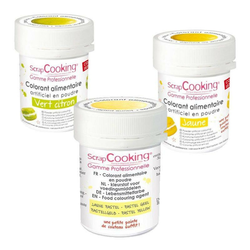 3 colorants alimentaires en poudre - teintes jaunes