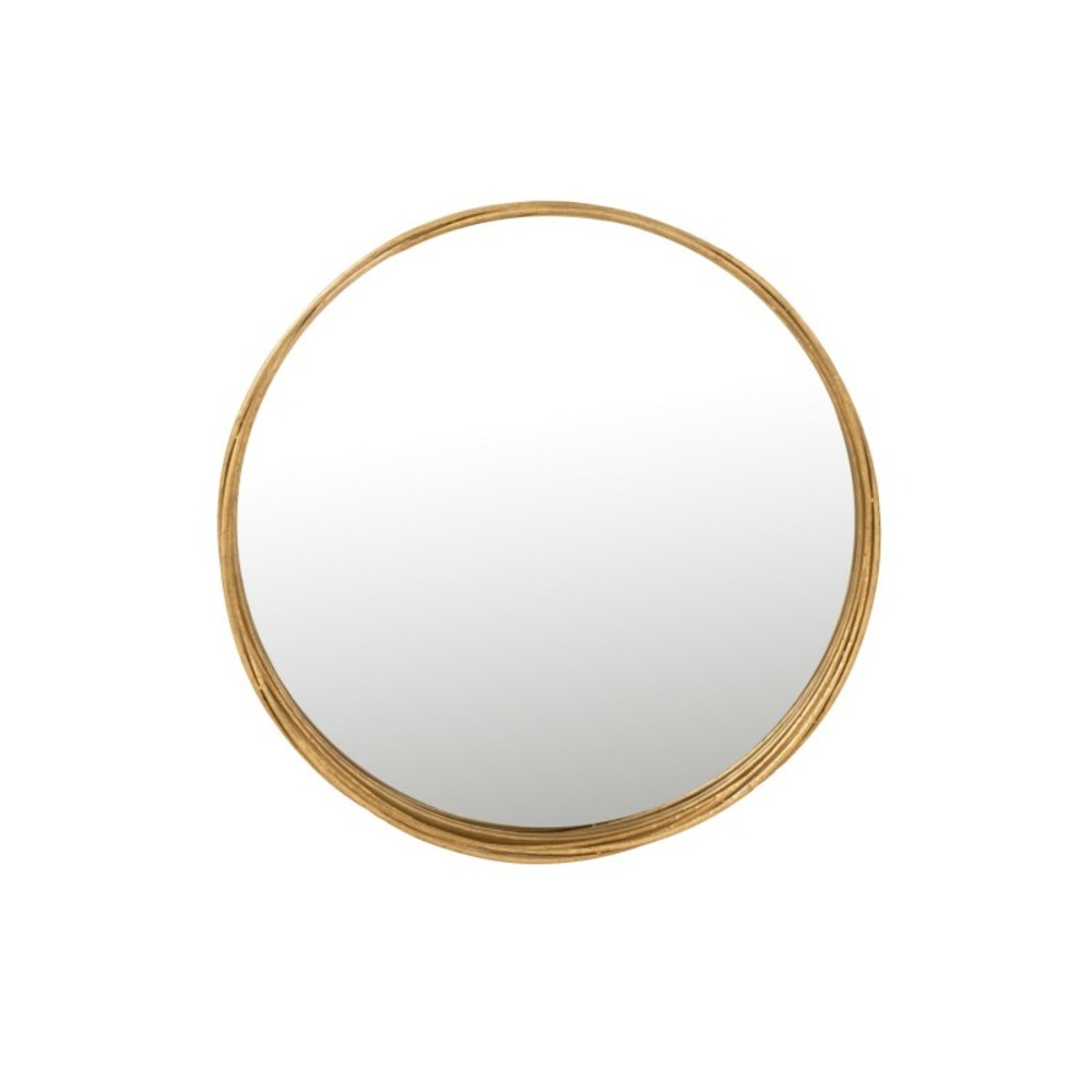 Miroir rond avec bord en métal doré d61 cm
