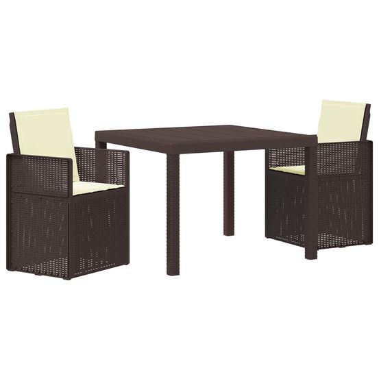 Ensemble de salle à manger pour jardin 3 pc marron et crème pp