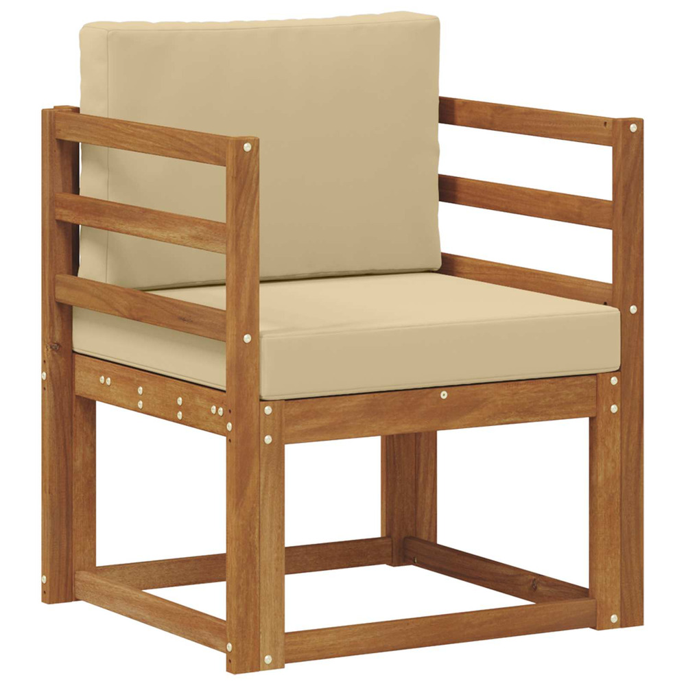 Canapé d’extérieur bois d'acacia massif et polyester naturel