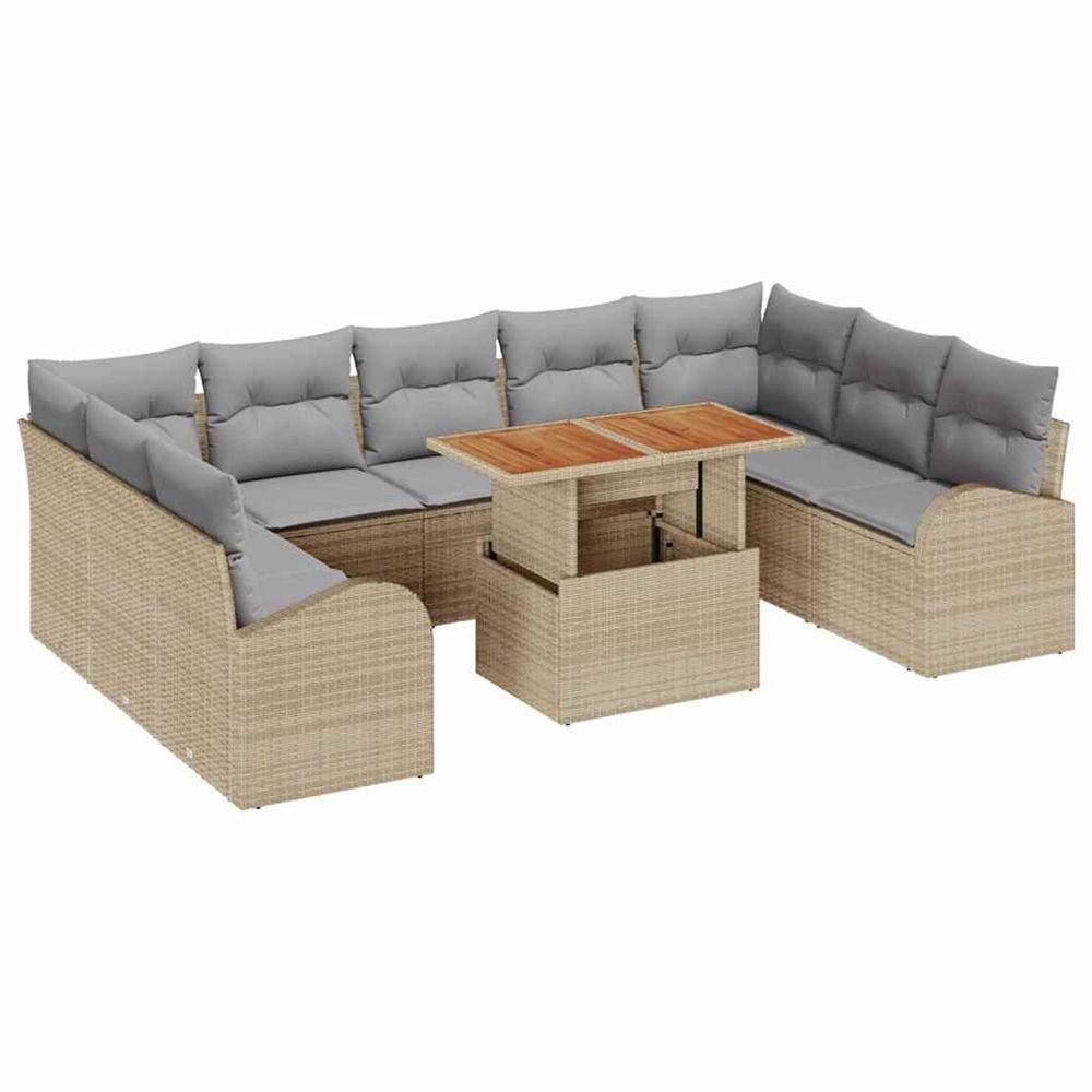 Ensemble de canapé de jardin 10 pc beige poly rotin