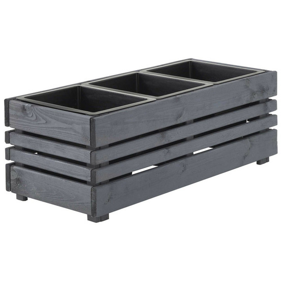 Jardinière en bois lasuré 3 bacs geteborg