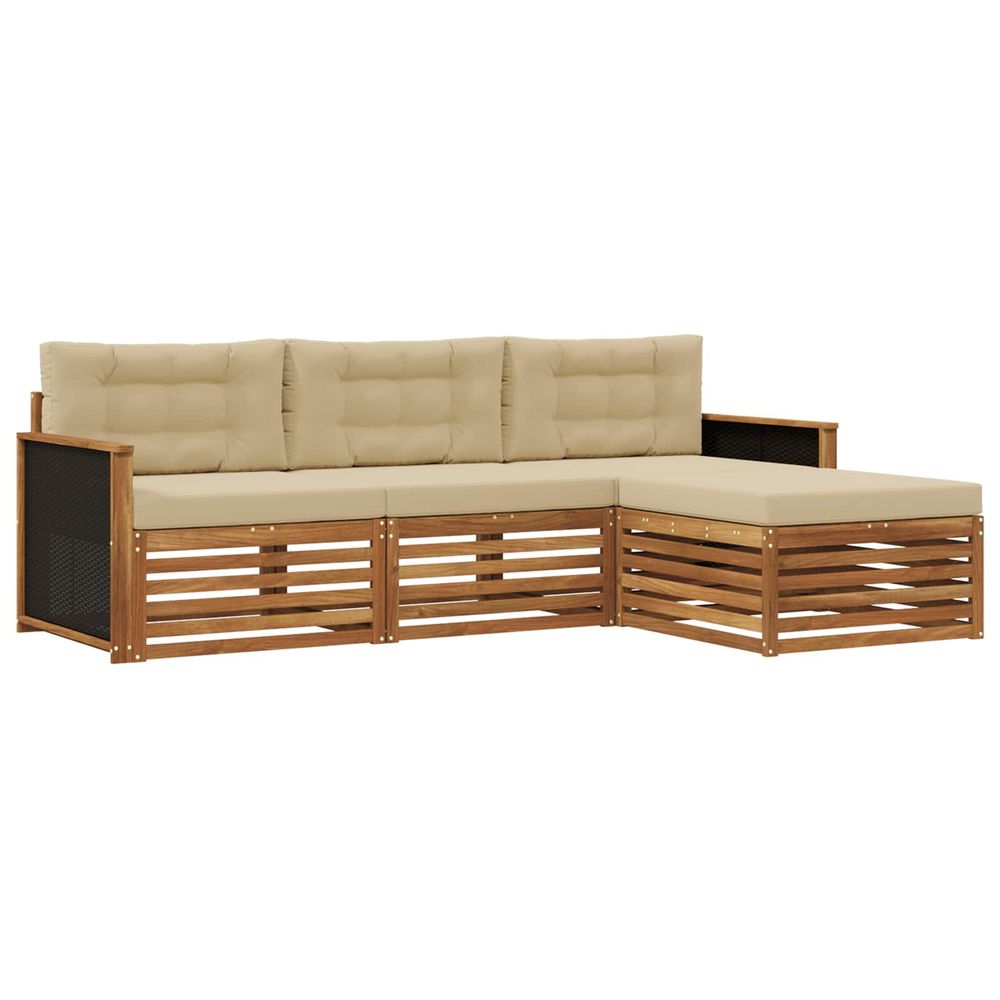 Ensemble de canapés d'extérieur 4 pc naturel et beige polyester