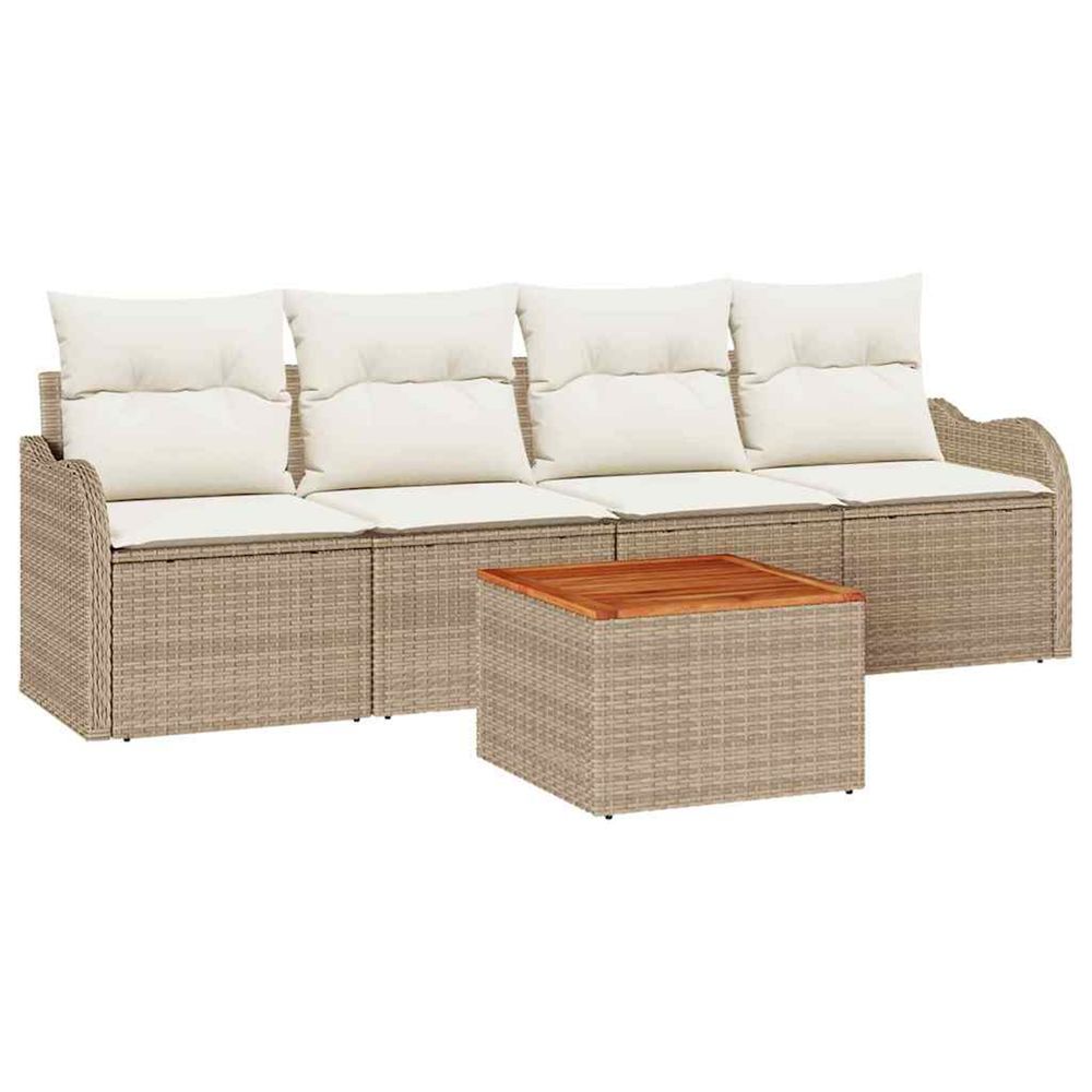 Ensemble de canapé de jardin 5 pc beige polyrotin