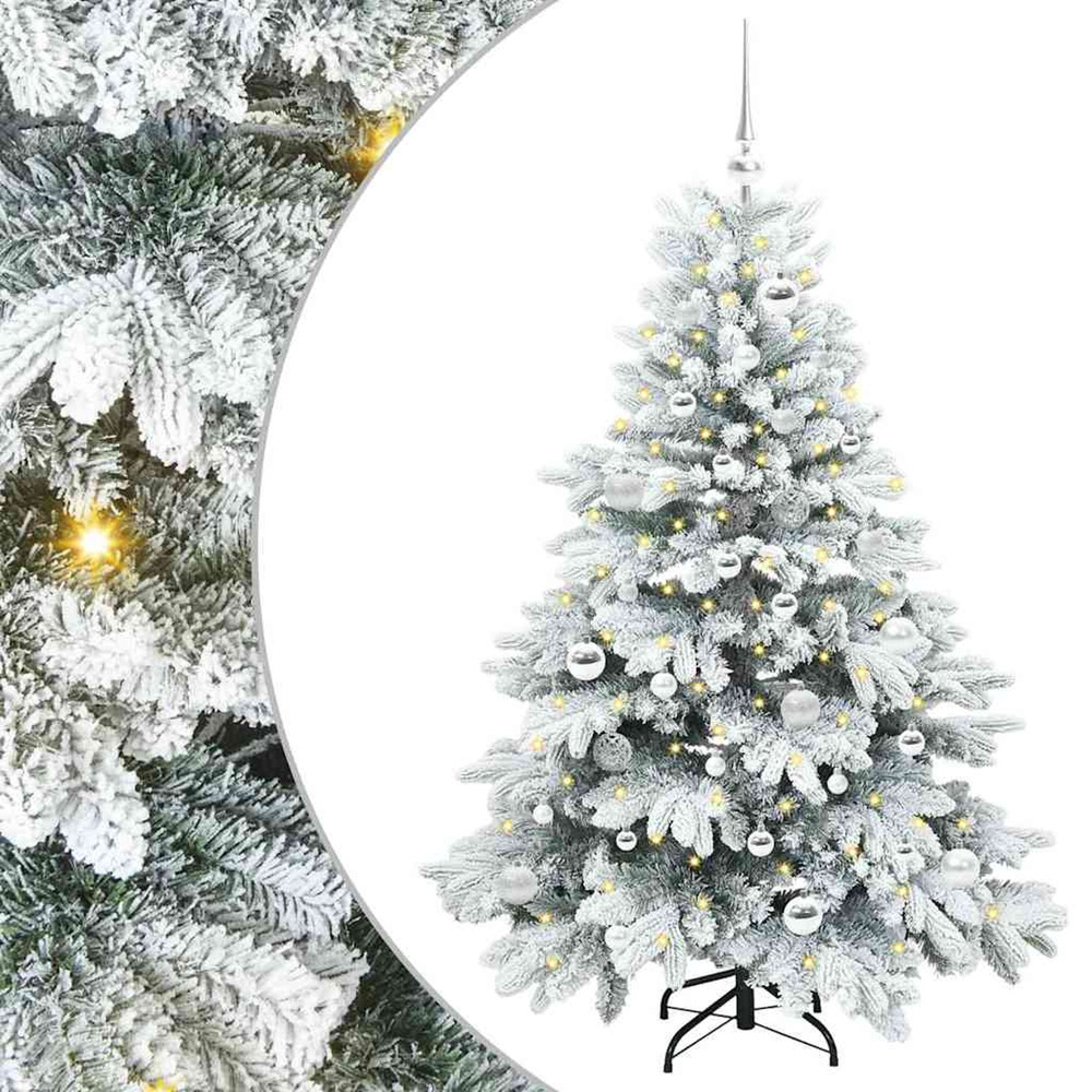 Sapin de noël artificiel avec 150 led blanc 150 cm pe et pvc