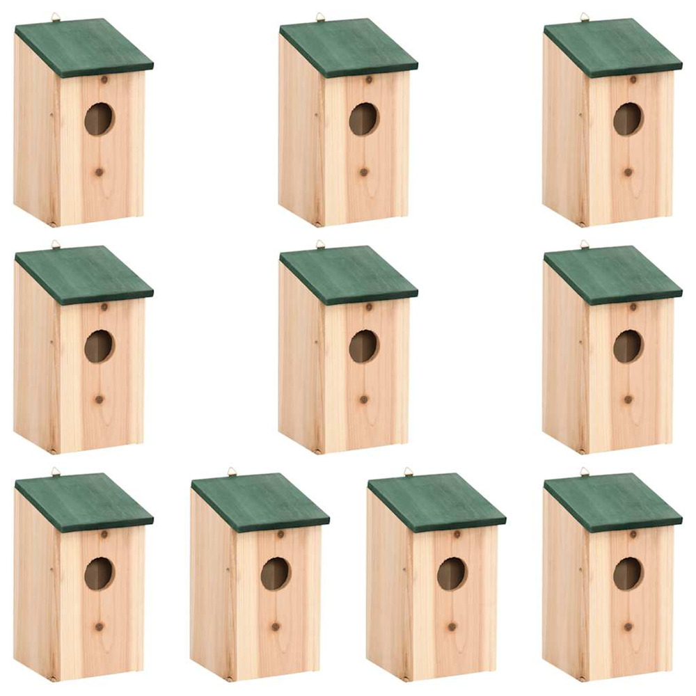 Nichoirs 10 pcs bois de sapin massif 12x12x22 cm