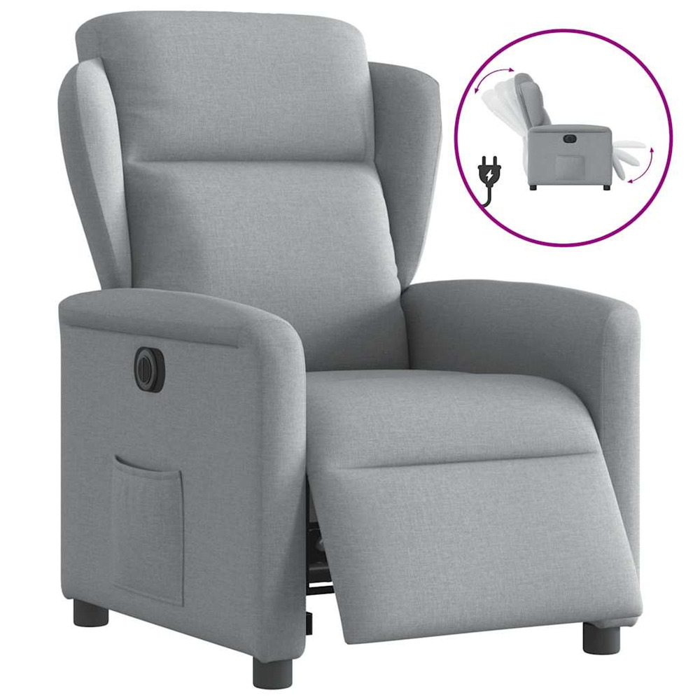 Fauteuil inclinable électrique gris clair tissu