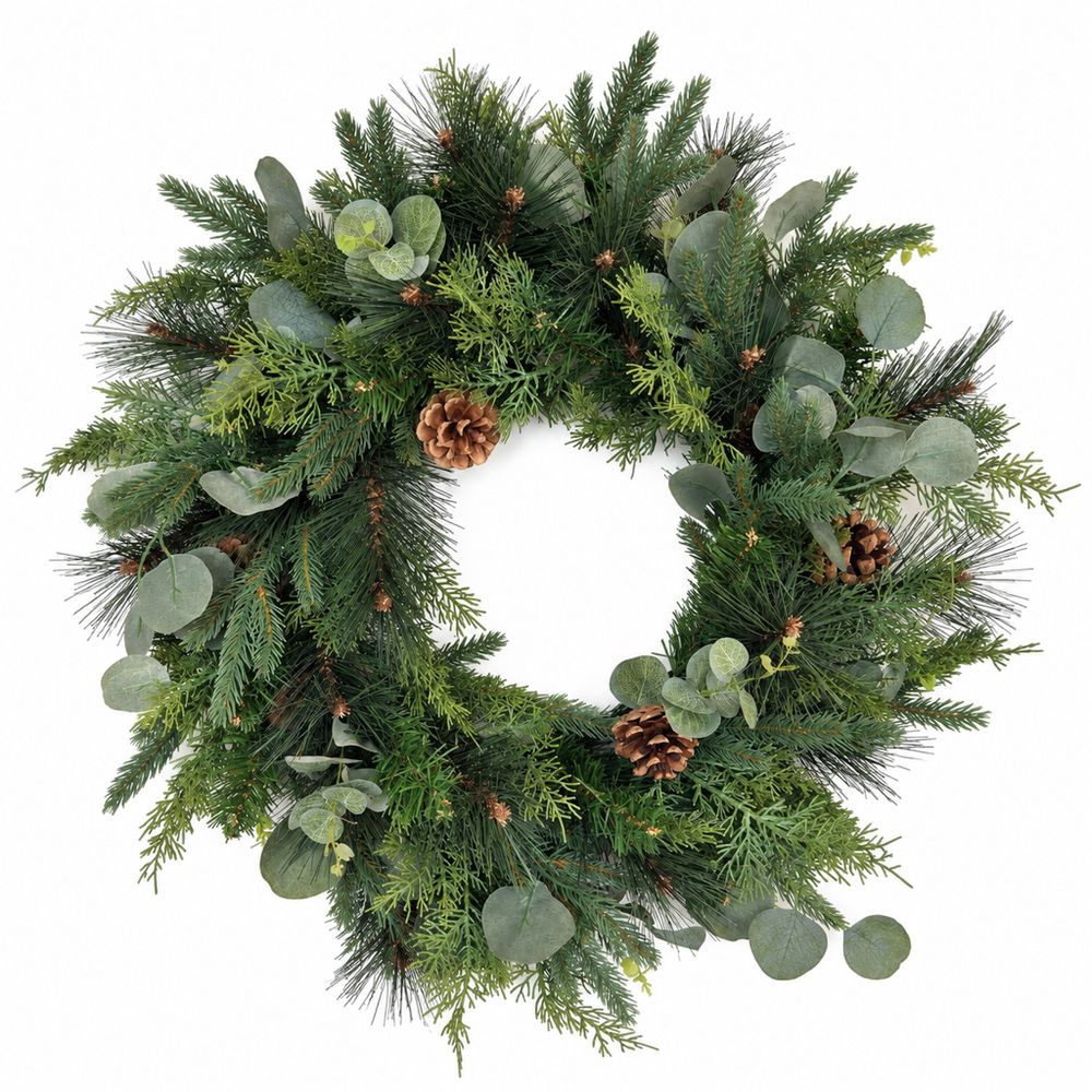 Couronne de noël artificielle ø 60 cm avec pommes de pin - evergreen pine - little grove