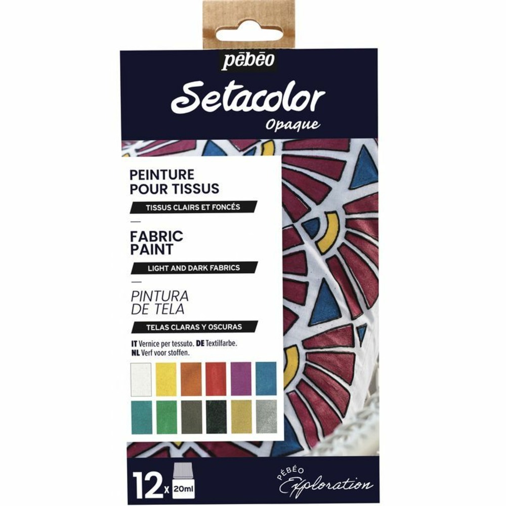 Set de 12 peintures pour tissus clairs et foncés setacolor - 12 x 20 ml