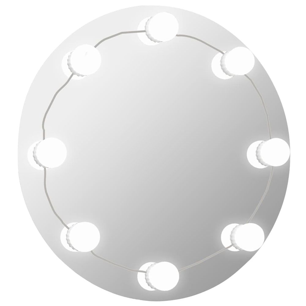 Miroir mural sans cadre avec lampes led rond verre