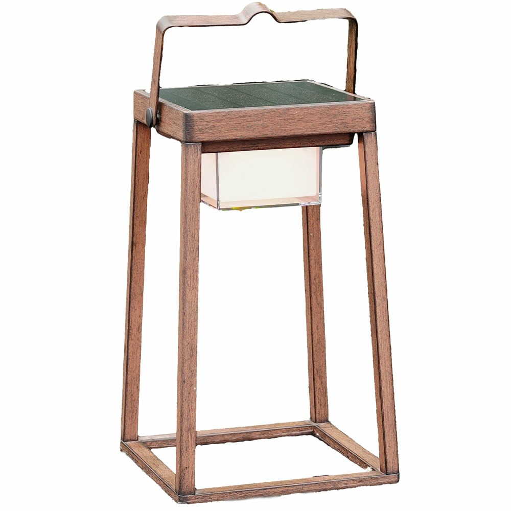 Lanterne design sans fil led verona marron aluminium h30cm