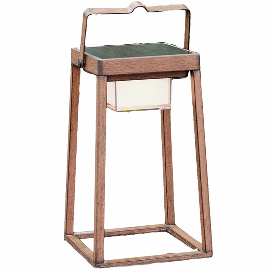 Lanterne design sans fil led verona marron aluminium h30cm