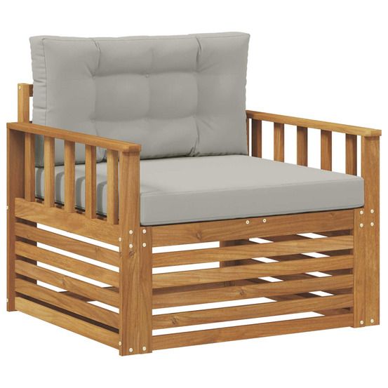Canapé d’extérieur bois d'acacia massif et polyester