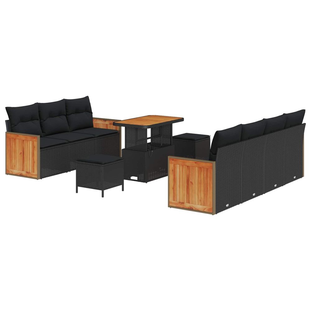 Ensemble de canapé de jardin 10 pc 9-nombre de places noir