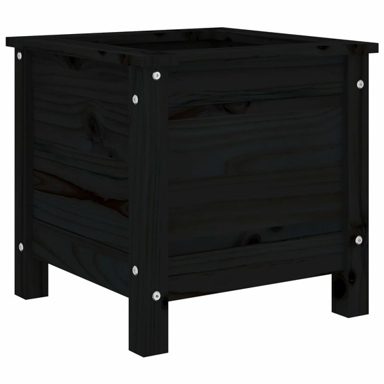 Jardinière noir 40x40x39 cm bois massif de pin